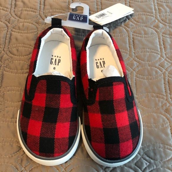 buffalo plaid slip on sneakers